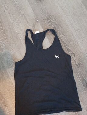 PINK Victoria's Secret Black Tank with Logo Tag